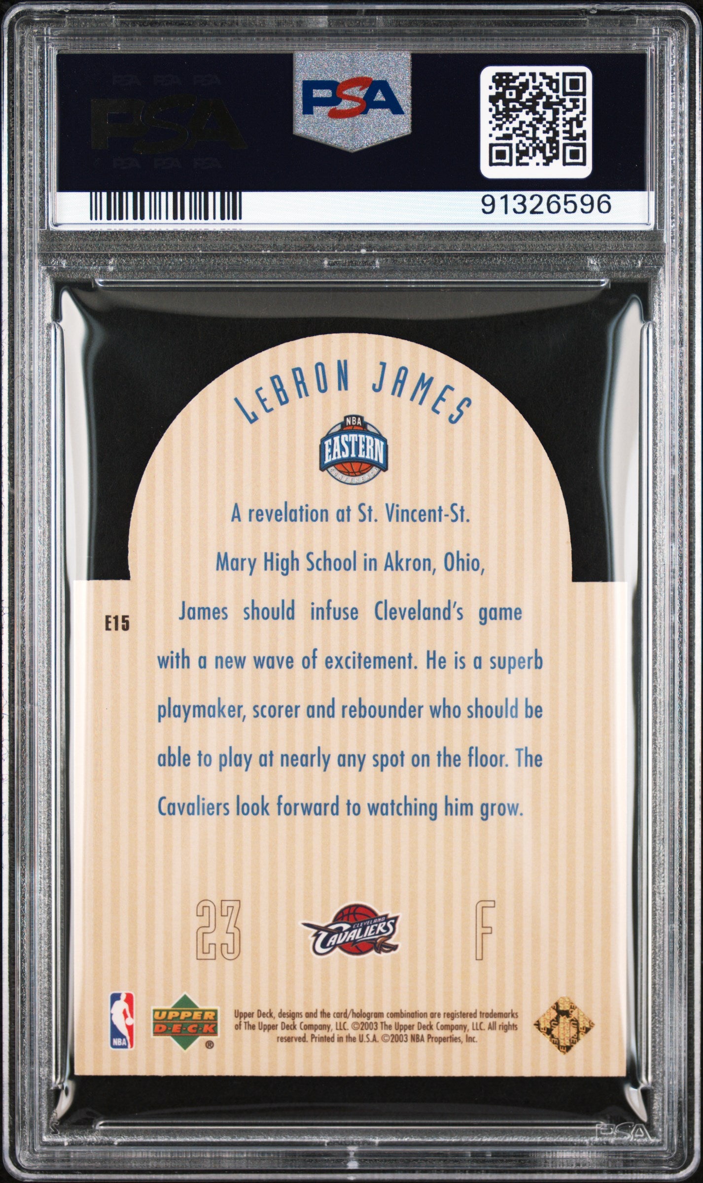 2003-04 Upper Deck Lebron James Future All Star Die Cut Rookie PSA 9