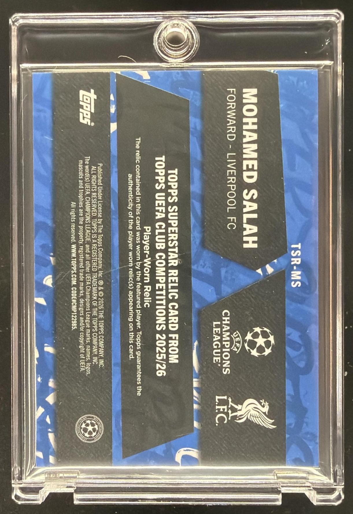 2025-26 Topps UEFA CC Mohamed Salah #TSR-MS Superstar Relics Green Foil 35/99