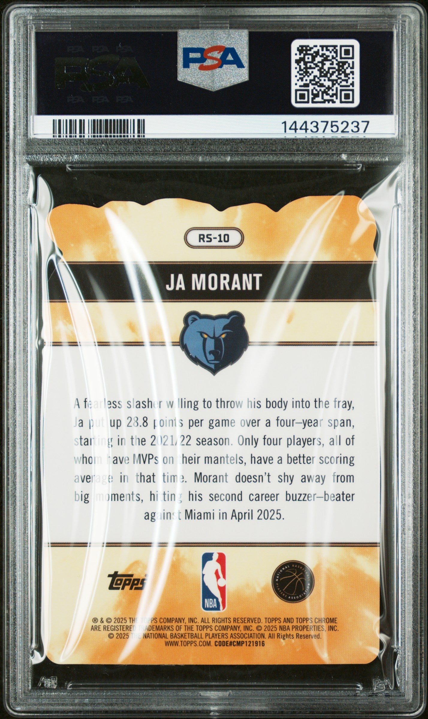 2025-26 Topps Chrome Ja Morant Rock Stars Die Cut PSA 9