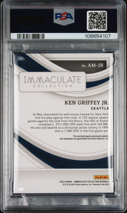 2023 Immaculate Ken Griffey Jr. Button Patch Auto /4 PSA 8