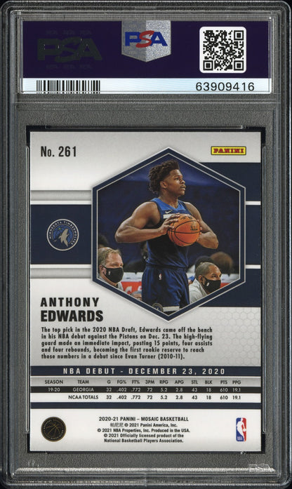 2020-21 Mosaic Anthony Edwards Silver Rookie PSA 10