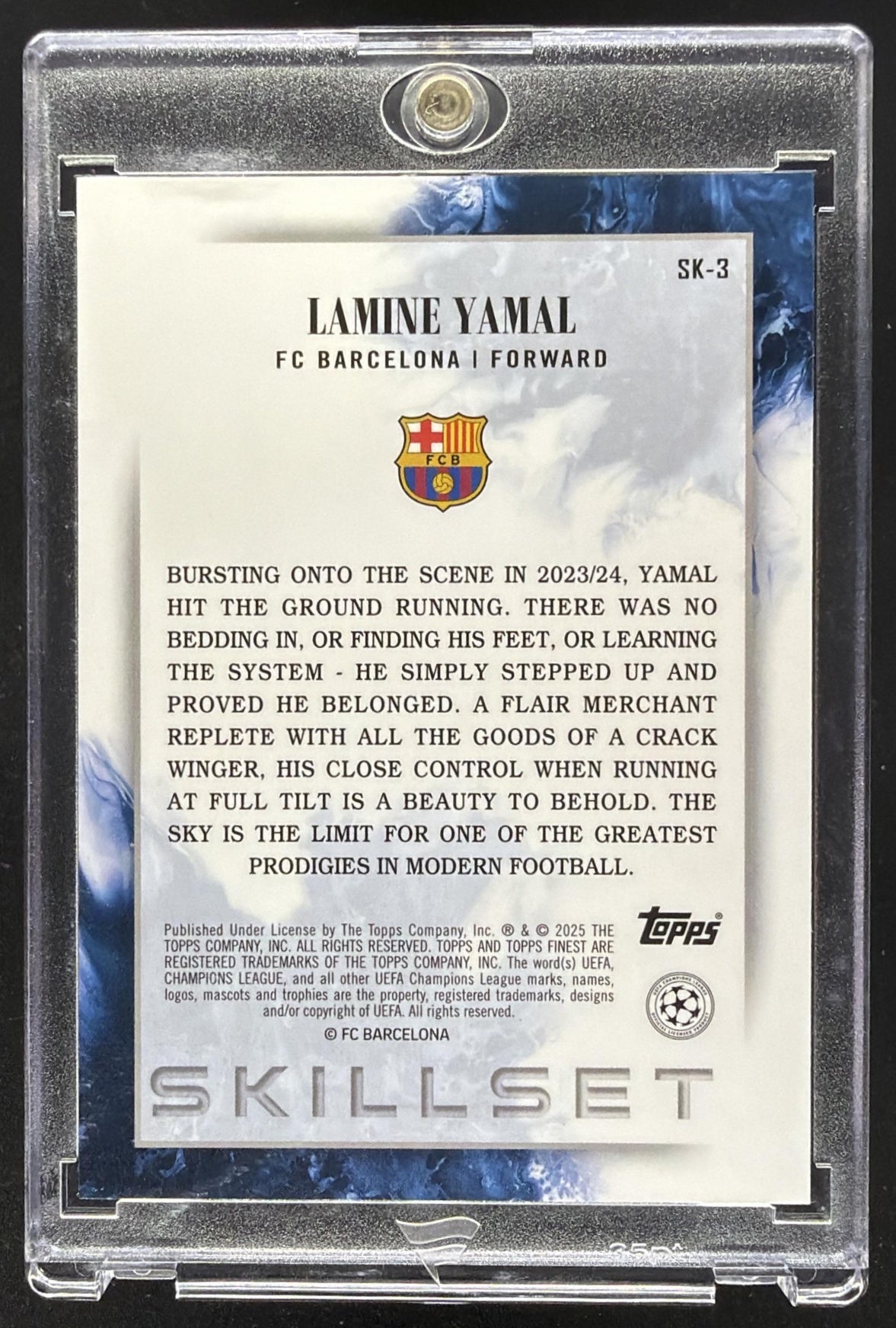2024 Topps Finest UEFA Club Competitions Lamine Yamal #SK-3 Skillset Purple Refractor /299