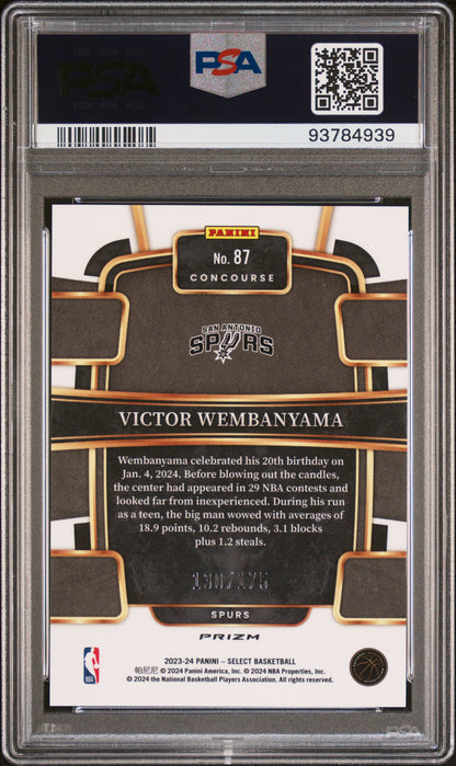 2023-24 Select Victor Wembanyama Purple Flash Rookie /175 PSA 10