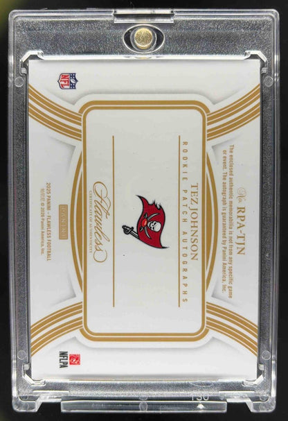 2025 Panini Flawless Tez Johnson Rookie Patch Auto /15 Ruby