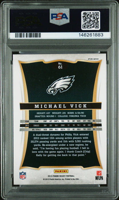 2013 Panini Select Michael Vick #61 Silver Auto PSA AUTH