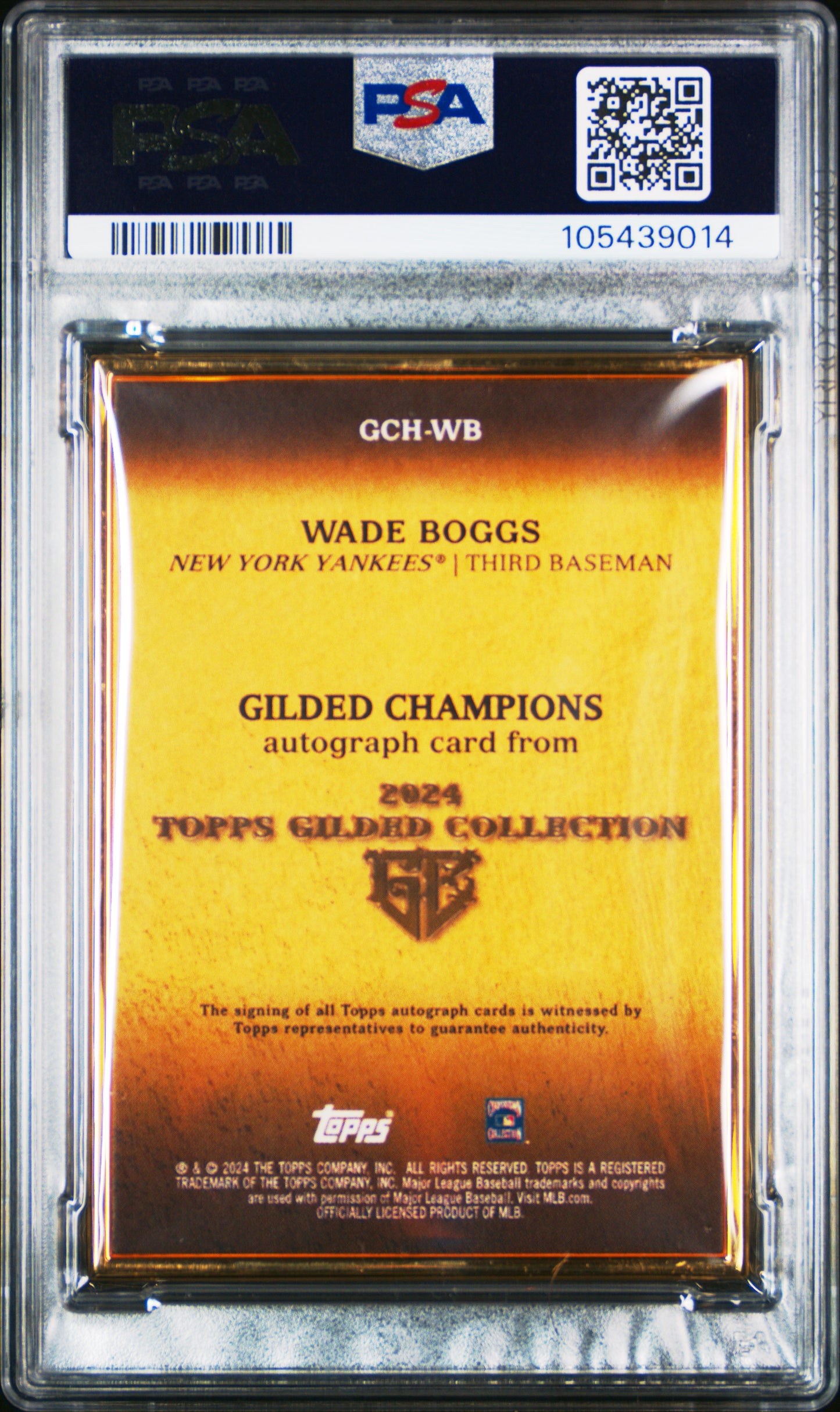 2024 Gilded Collection Wade Boggs Auto /50 PSA 9