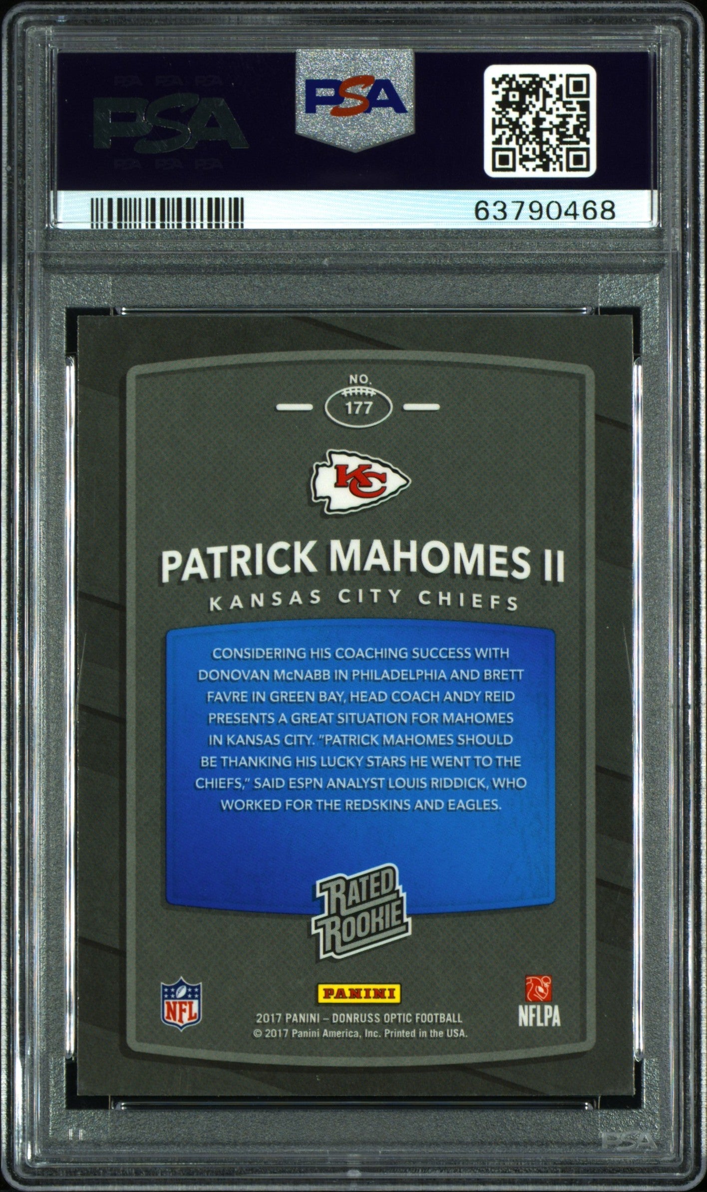 2017 Panini Donruss Optic Patrick Mahomes II #177 PSA