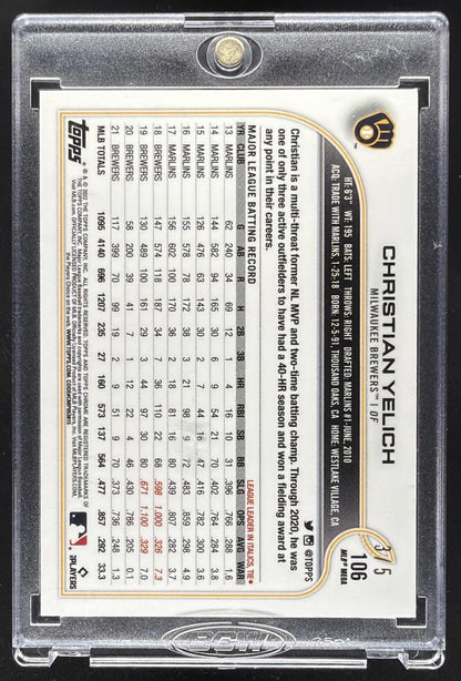 2022 Topps Chrome Logofractor Christian Yelich Red /5 #106