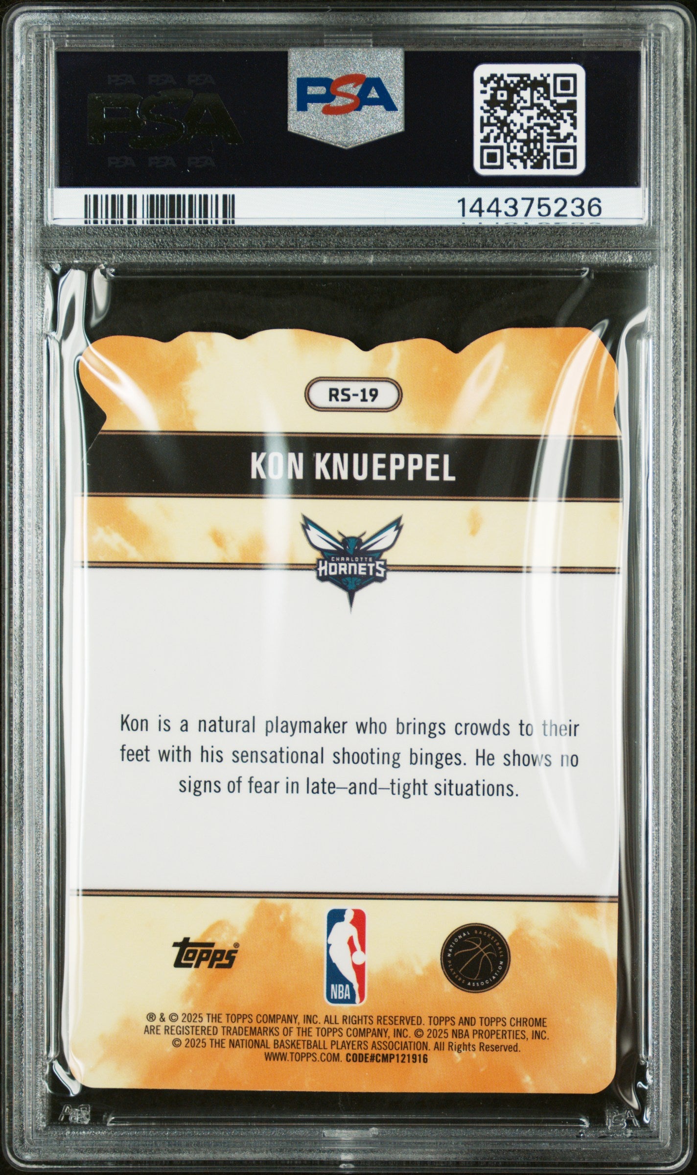 2025-26 Topps Chrome Kon Knueppel Rock Stars Rookie PSA 10