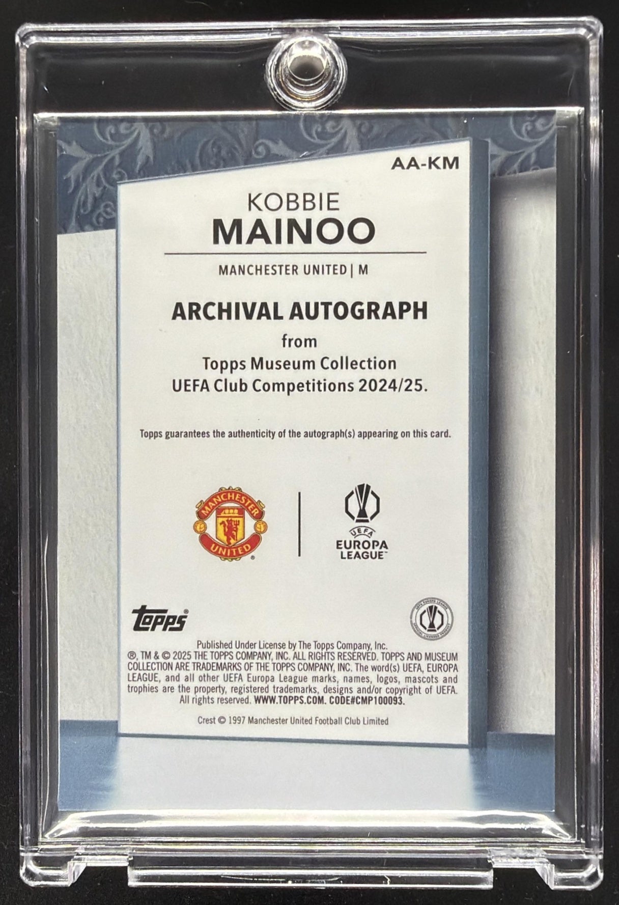 2024 Topps Museum Collection UEFA Club Kobbie Mainoo #AA-KM Archival Auto /75