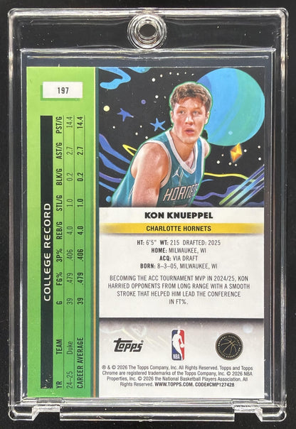 2025-26 Topps Cosmic Chrome Kon Knueppel #197 Purple Nebula Refractor 72/150 RC