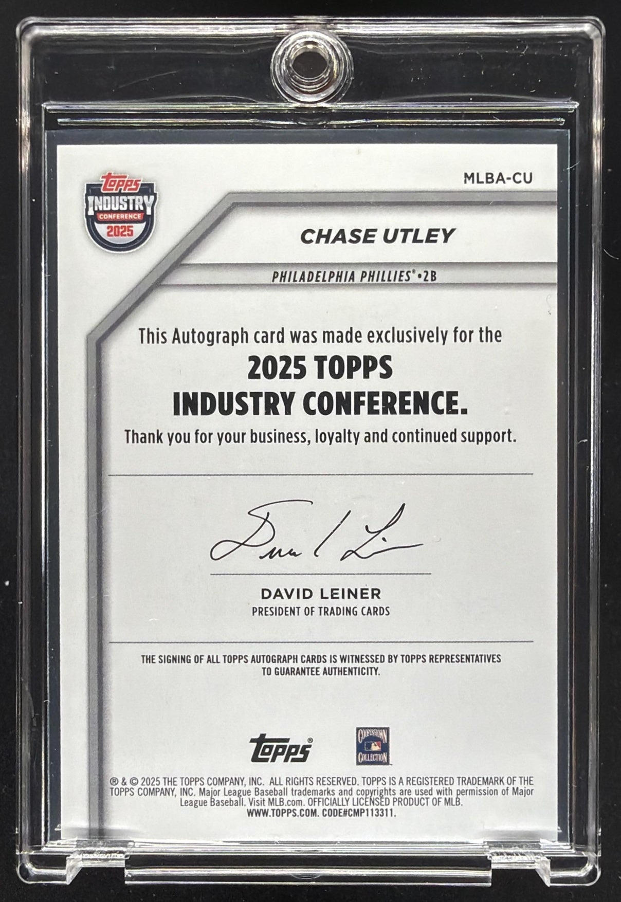2025 Topps Industry Conference Chase Utley #MLBA-CU Auto
