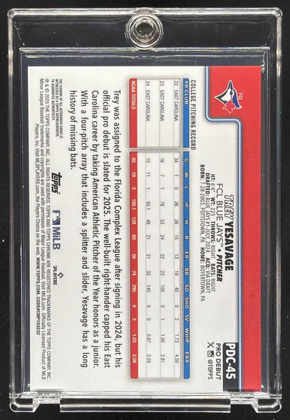 2025 Topps Chrome Trey Yesavage Pro Debut Refractor Auto /499