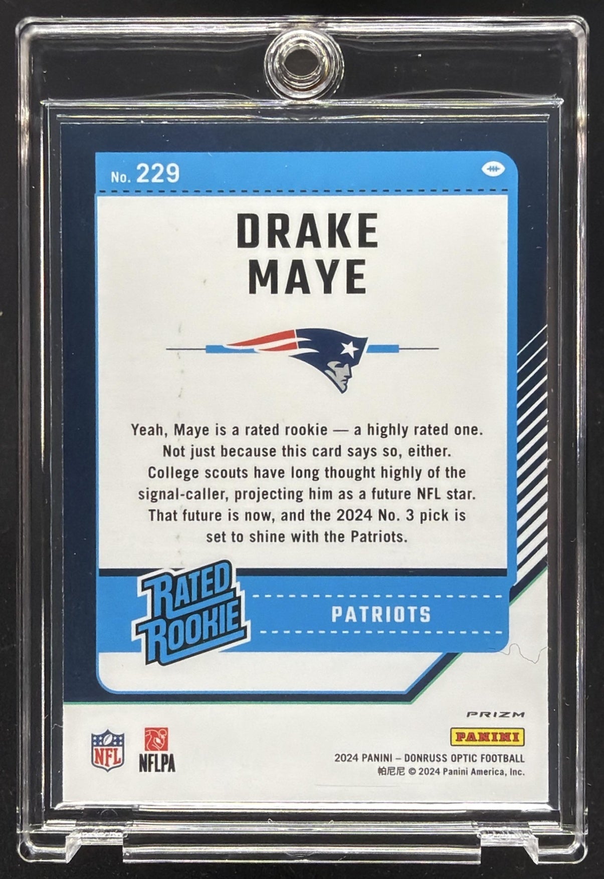 2024 Panini Donruss Optic Drake Maye #229 Holo Rated Rookie