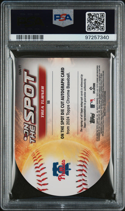 2024 Topps Chrome Trea Turner On The Spot 1/1 Superfractor Auto PSA 9