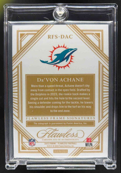 2023 Panini Flawless De'Von Achane #2 Rookie Signatures Ruby Auto /15