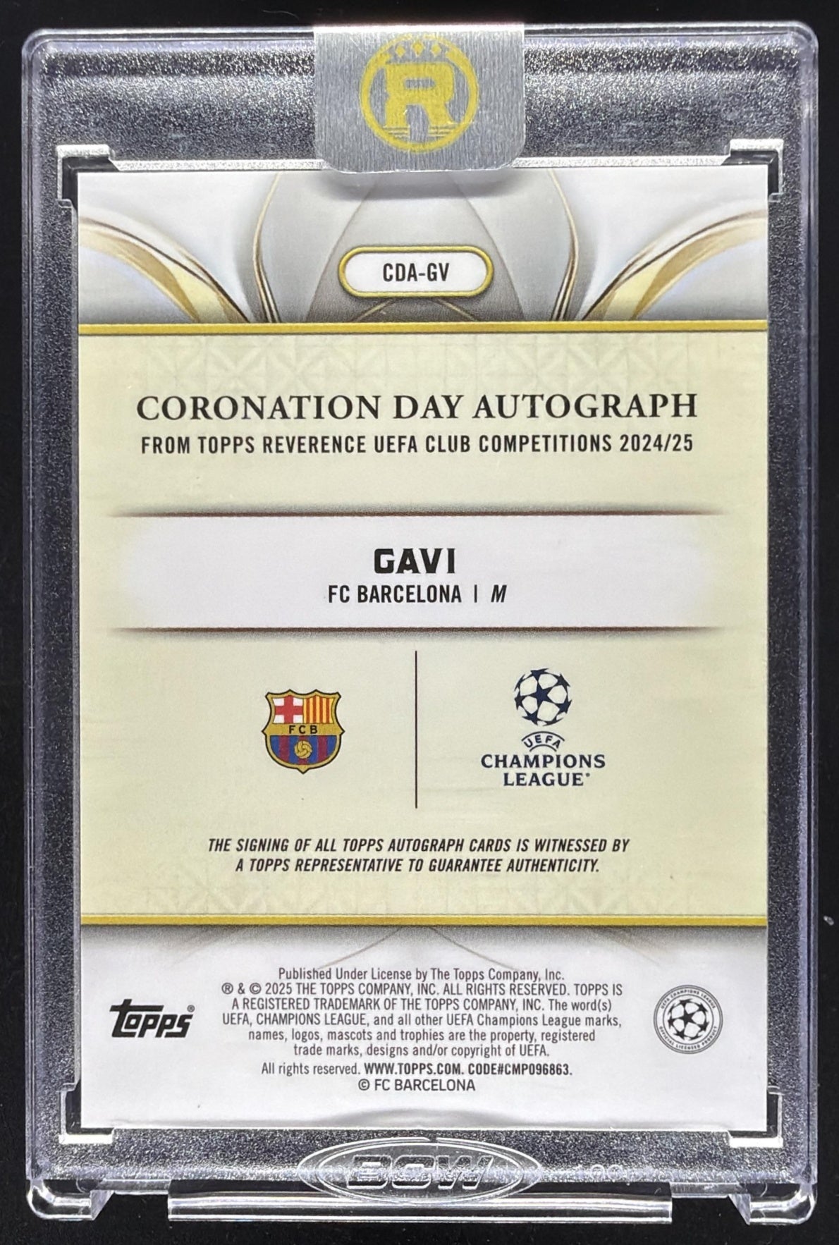 2024 Topps Reverence UEFA Club Competitions Gavi #CDA-GV Coronation Day Auto Red /5