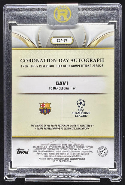 2024 Topps Reverence UEFA Club Competitions Gavi #CDA-GV Coronation Day Auto Red /5