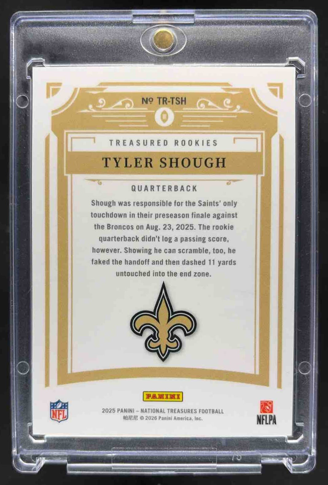 2025 Panini National Treasures Tyler Shough #28 Treasured Rookies /99 RC