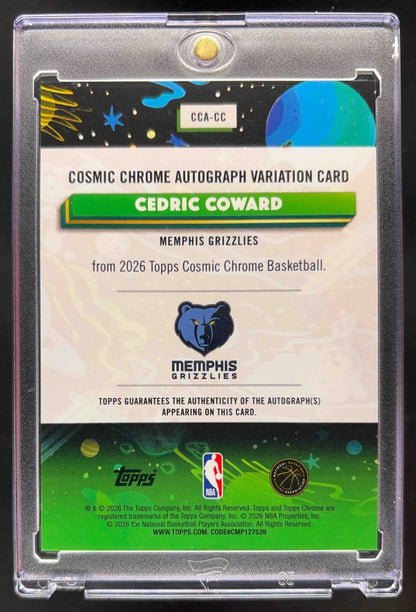 2025 Topps Cosmic Chrome Cedric Coward #CCA-CC Auto Gold Interstellar Refractor /50 RC