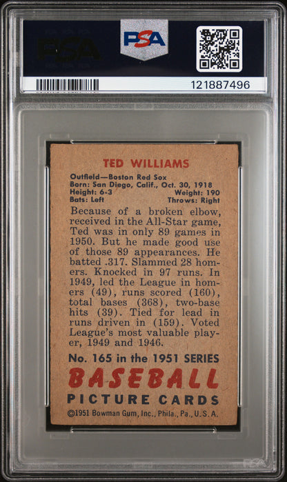 1951 Bowman Ted Williams #165 PSA 2