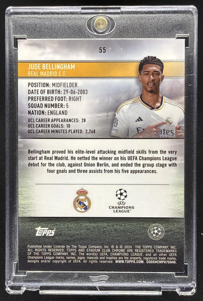 2023 Topps Stadium Club Chrome UEFA Jude Bellingham #55 Purple 15/15