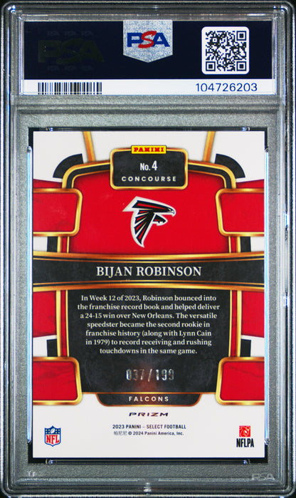 2023 Select Bijan Robinson Blue Prizm 037/199 PSA 10 RC