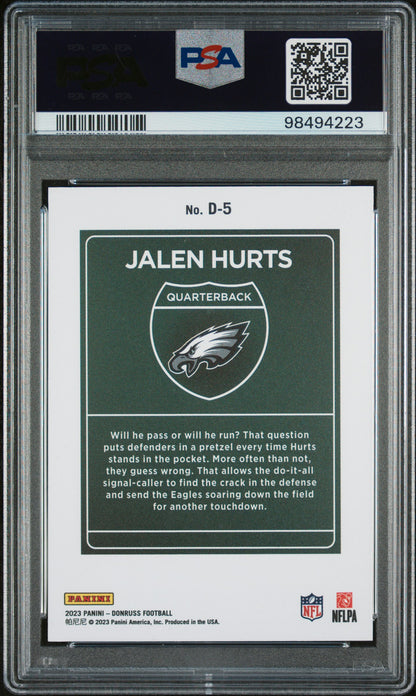 2023 Donruss Jalen Hurts Downtown Case Hit PSA 9