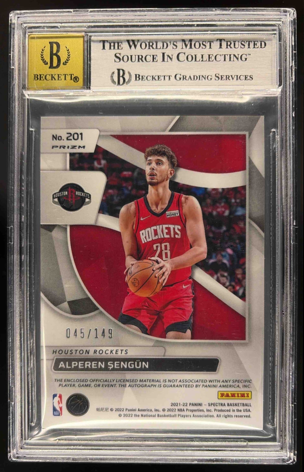 2021 Panini Prizm Alperen Sengun #RS-ALP Rookie Patch Auto BGS 8.5
