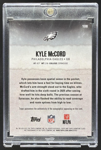 2025 Topps Signature Class Kyle McCord #108 Rookie Auto Gold Foil 6/10 RC