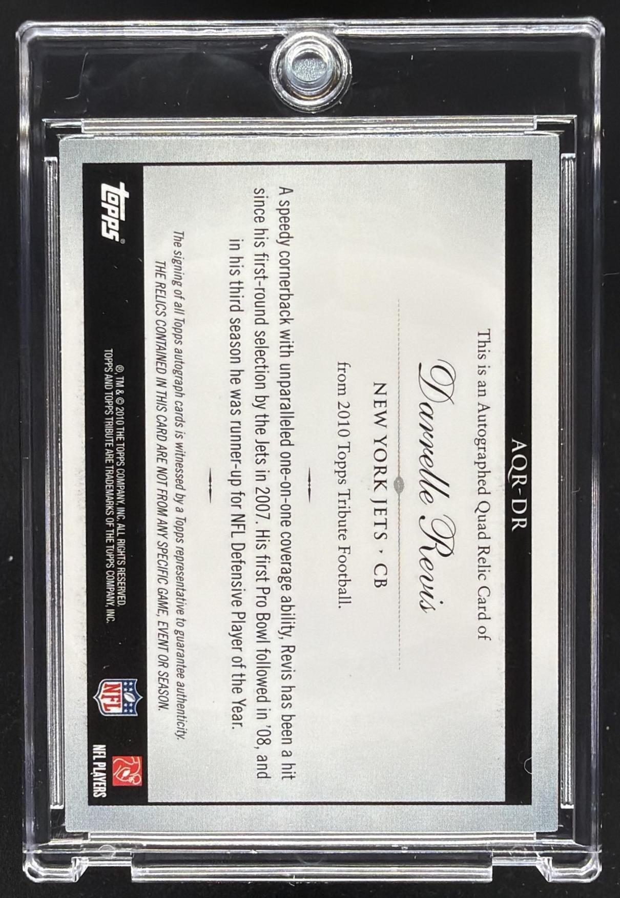 2010 Topps Tribute Darrelle Revis #AQR-DR Auto Quad Relics 17/20