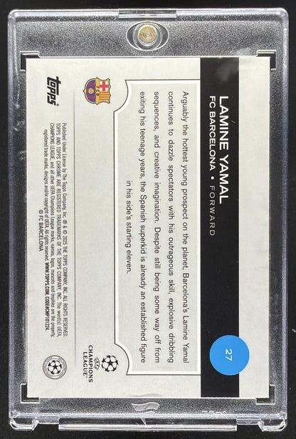 2024 Topps Chrome UEFA Club Competitions Lamine Yamal #27 Aqua Lava Refractor /199