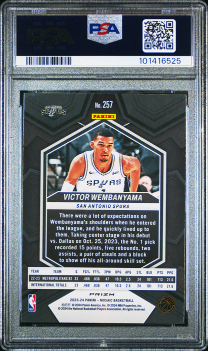 2023-24 Mosaic Victor Wembanyama Fast Break Rookie PSA 10