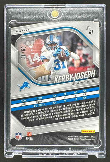 2025 Panini Prizm Kerby Joseph #41 Choice Gold 9/10 Lions