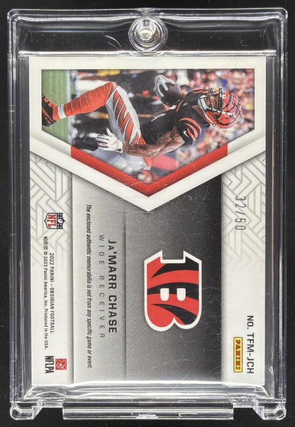 2022 Panini Obsidian Ja'Marr Chase #TFM-JCH Trifecta Material Electric Etch Green /50