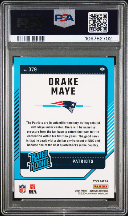 2024 Donruss Drake Maye Football Emoji Optic Preview PSA 9 RC