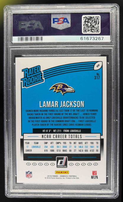 2018 Panini Donruss Lamar Jackson #317 RC Ravens PSA 10