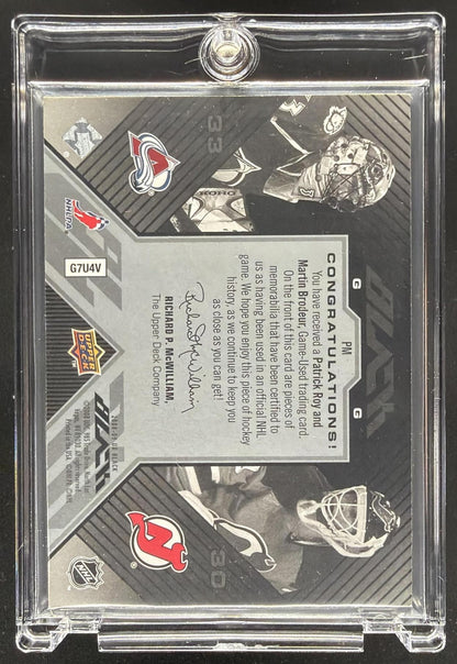 2008-09 Upper Deck Martin Brodeur Patrick Roy #GJ-MB UD Game Jerseys /50