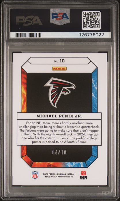 2024 Obsidian Michael Penix Fire And Ice Gold Rookie /10 PSA 9