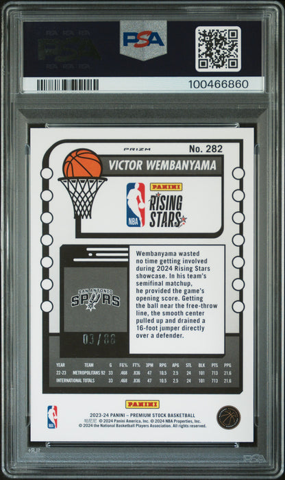 2023 Hoops Premium Stock Victor Wembanyama Red Prizm 03/88 PSA 9 RC