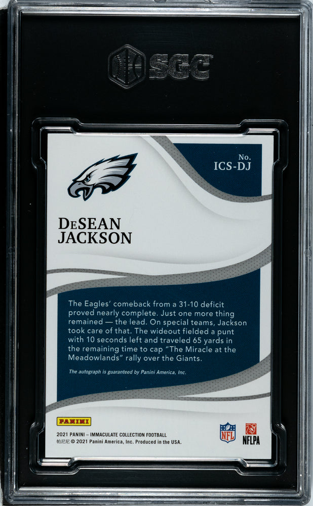 2021 Immaculate Desean Jackson Comebanck Signatures Auto /99 SGC 8.5/10