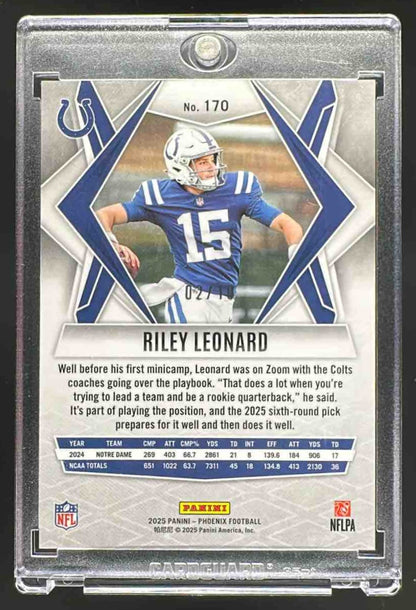 2025 Panini Phoenix Riley Leonard Gold Seismic #170 2/10 RC