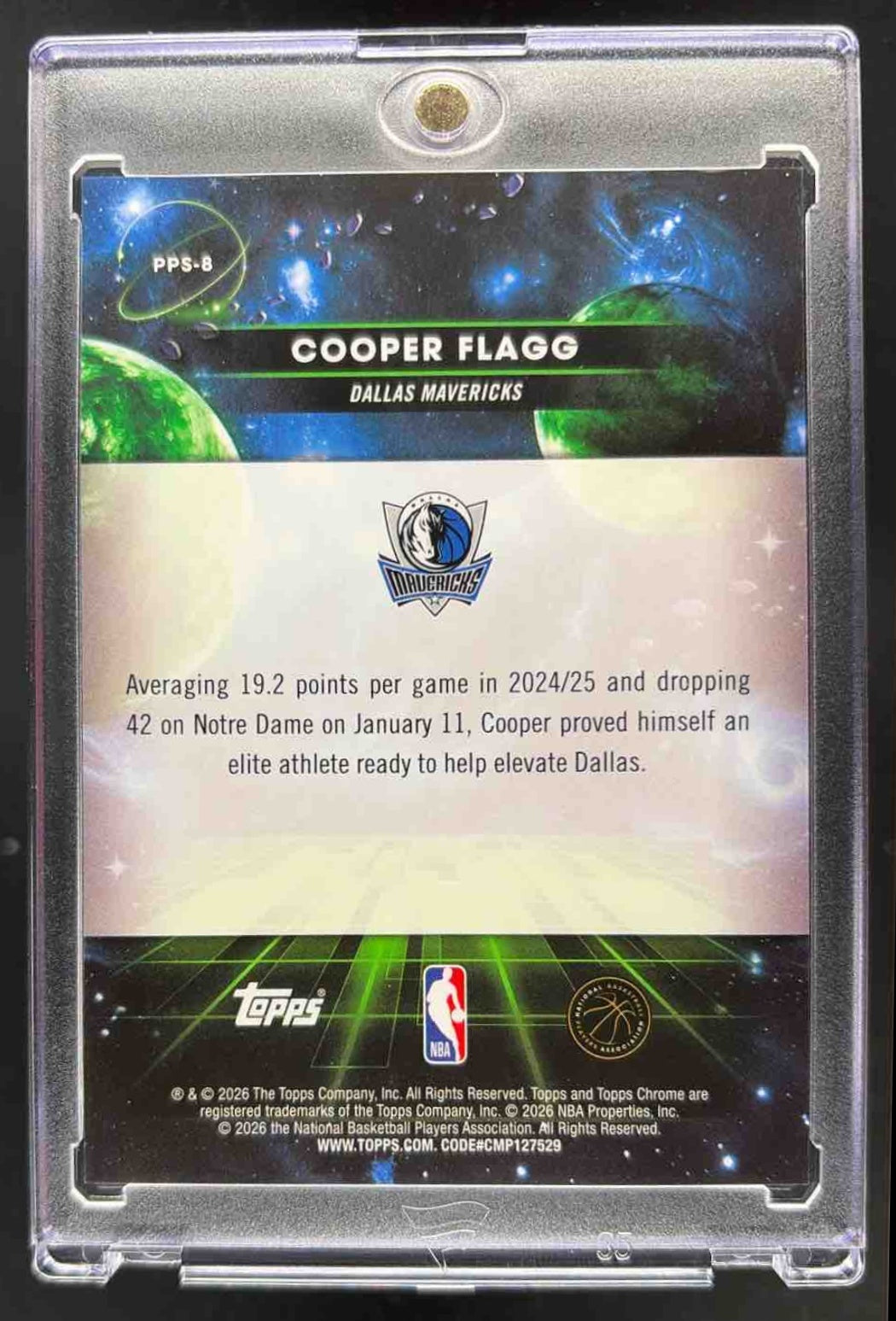 2025-26 Topps Cosmic Chrome Cooper Flagg #PPS-8 Planetary Pursuit Sun RC SSP