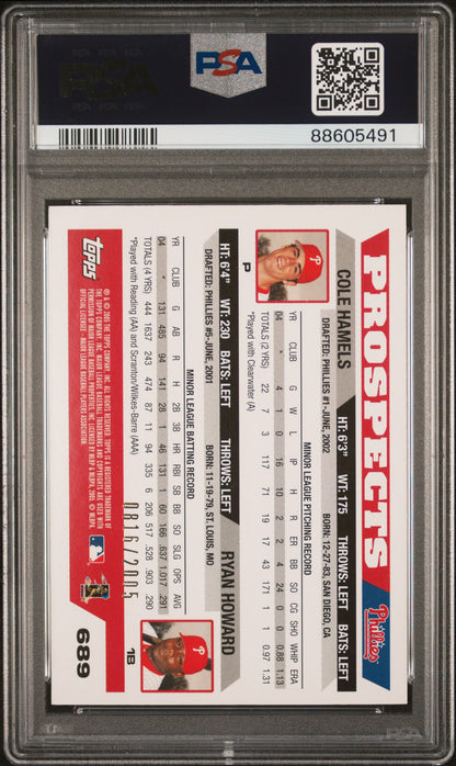 2005 Topps Gold Ryan Howard Cole Hamels Gold 0816/2005 PSA 9