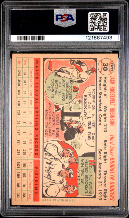 1956 Topps Jackie Robinson #30 White Back PSA AUTH
