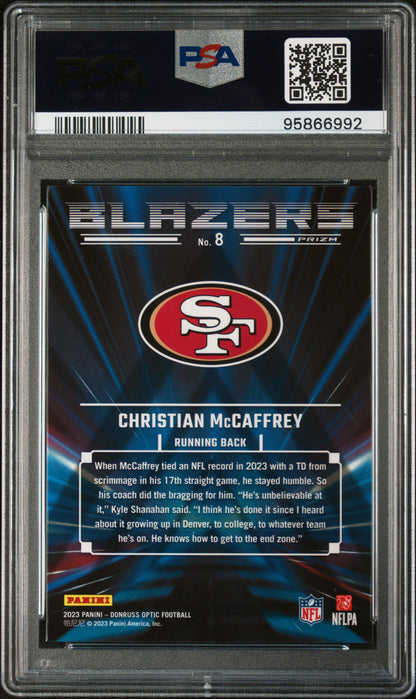 2023 Optic Christian Mccaffrey Blazers PSA 10