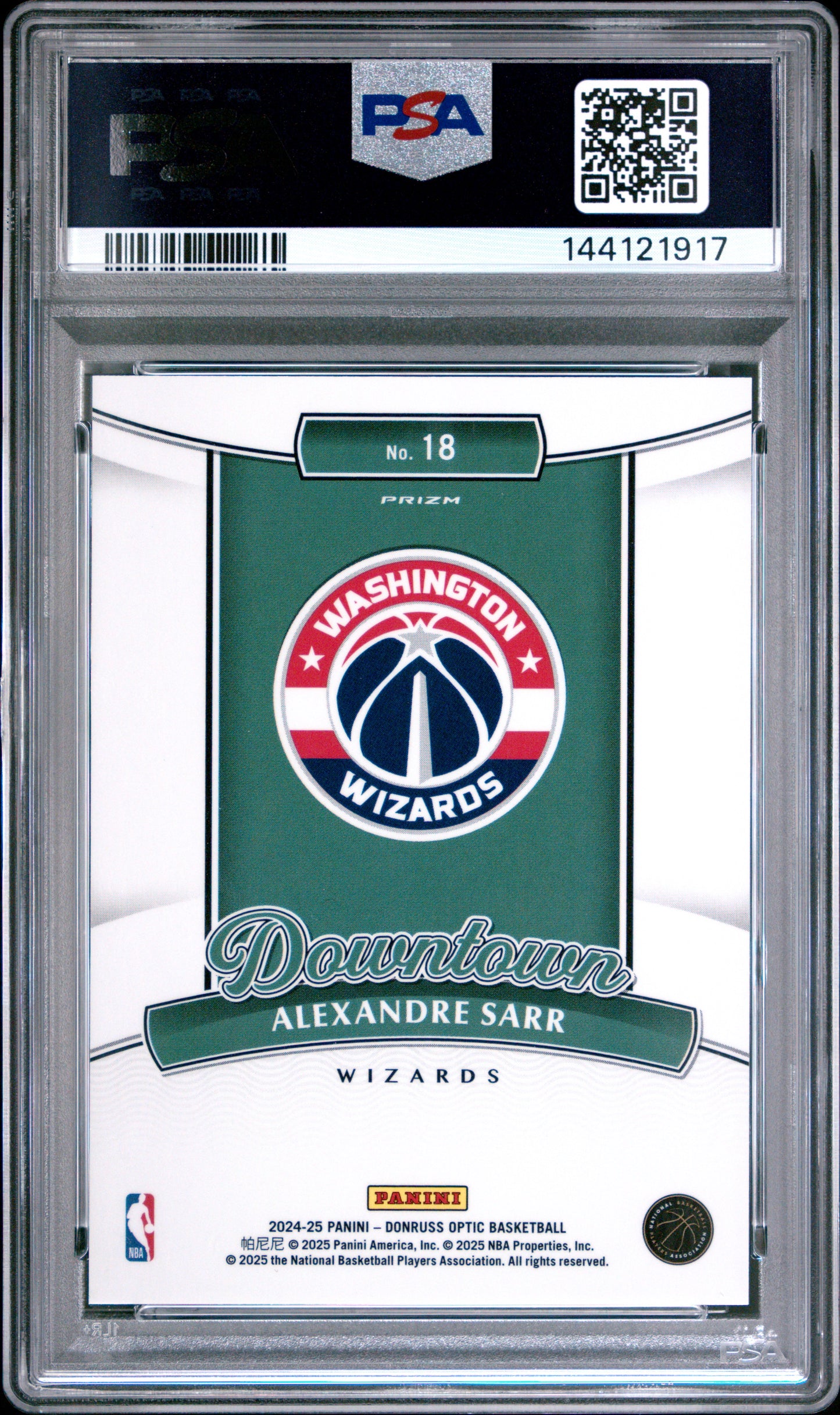 2024-25 Panini Donruss Optic Alexandre Sarr #18 Downtown RC PSA 10
