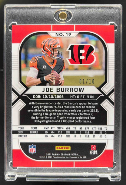 2021 Panini Obsidian Joe Burrow #19 Electric Etch Gold Flood 1/10 Bengals