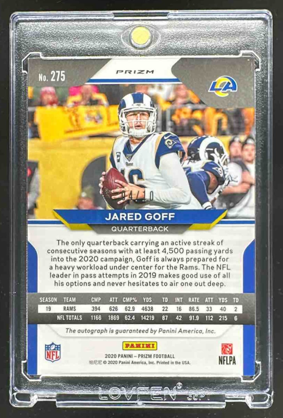 2020 Panini Prizm Jared Goff #275 Auto Blue 4/10