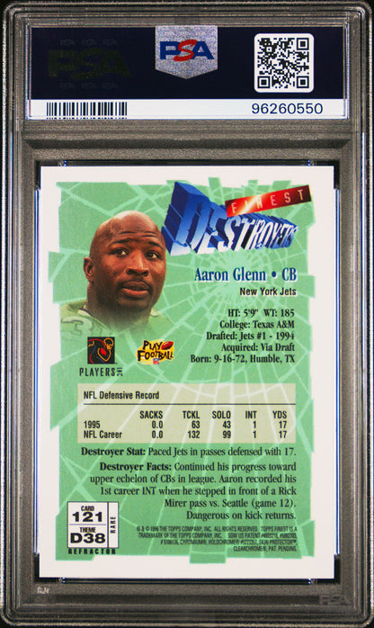 1996 Finest Aaron Glenn Gold Refractor w/ Peel PSA 9 RC